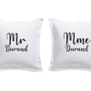 Taies d'oreillers couple Mr & Mme + Nom de famille