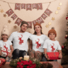 T-shirts assortis Noël Famille Couple - Cerf de Noël flocons de neige