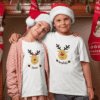 T-shirts assortis Noël Famille Couple - Cerf de Noël personnalisable (3)