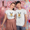 T-shirts assortis Noël Famille Couple - Cerf de Noël personnalisable 1 (1)