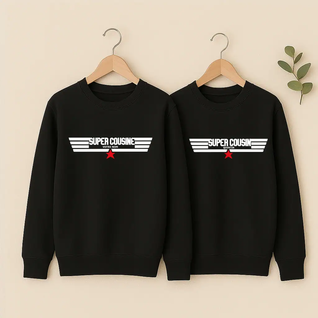 Sweat Personnalisable - Cousin & Cousine « Top Gun »
