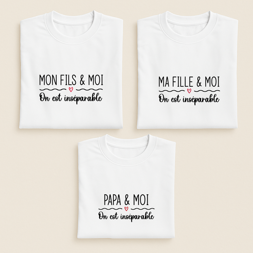 T-shirt Papa Enfants "On est inséparable"