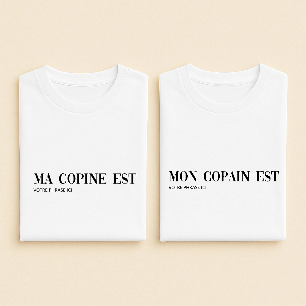 T-shirt Couple Mon Copain Ma Copine à personnaliser