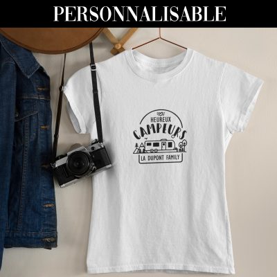 T-shirts assortis famille Heureux Campeurs personnalisables - Assortis Moi
