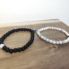 Bracelets Couple - Perles Noires et Blanches Magnétiques Rond (2)