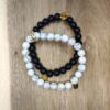 Bracelets Couple - Roi & Reine Perles Noires et Blanches personnalisables