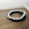 Bracelets Couple - Roi & Reine Perles Noires et Blanches personnalisables