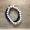 Bracelets Couple - Roi & Reine Perles Noires et Roses personnalisables (2)