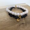 Bracelets Couple - Roi & Reine Perles Noires et Roses personnalisables (2)