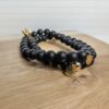 Bracelets Couple - Roi & Reine Perles Noires personnalisables (2)