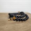 Bracelets Couple - Roi & Reine Perles Noires personnalisables (2)