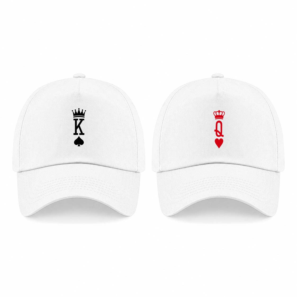 Casquettes Couple - King Queen jeu de carte