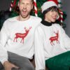 Pull assortis Noël Famille Couple – Cerf de Noël à personnaliser
