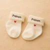 Chaussettes de naissance bébé personnalisées avec Prénom