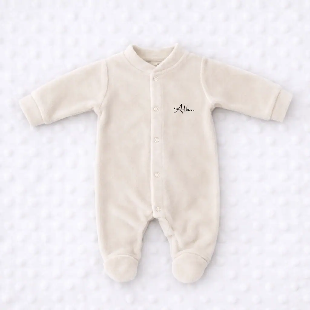 Pyjama de naissance Mixte Personnalisable - Assortis Moi Pyjama Naissance Velours Mixte Personnalisable