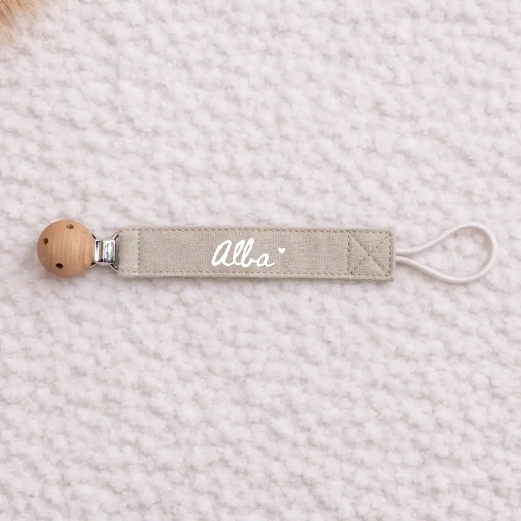 Attache Tétine Personnalisé - Beige
