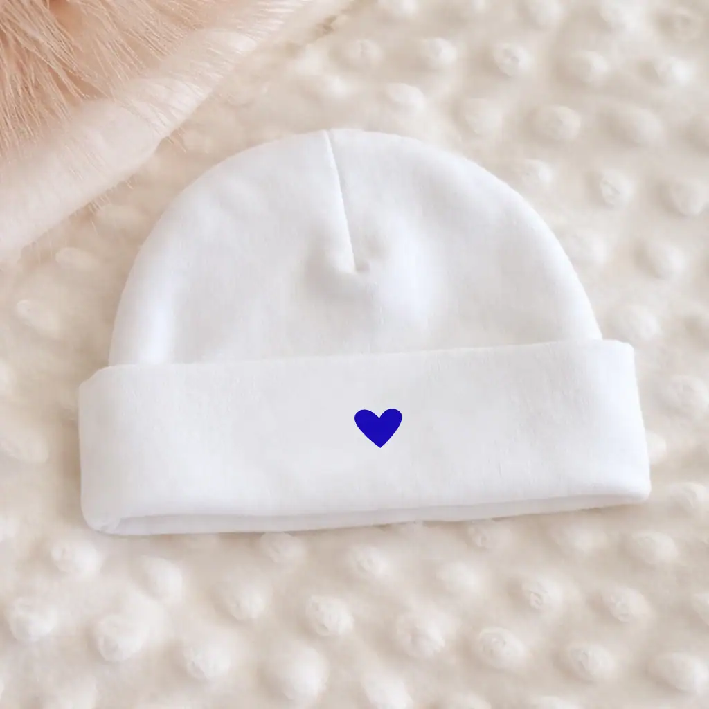 Bonnet de Naissance - Coeur Bleu