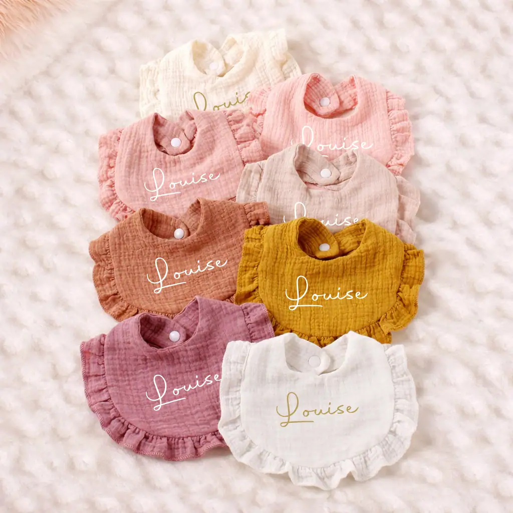 Lot 8 Bavoirs Bébé Colorés Personnalisés