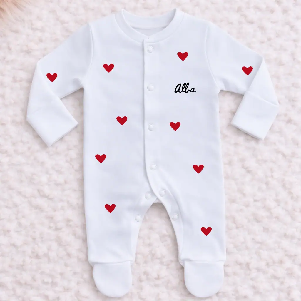 Pyjama de Naissance Personnalisé Coeurs