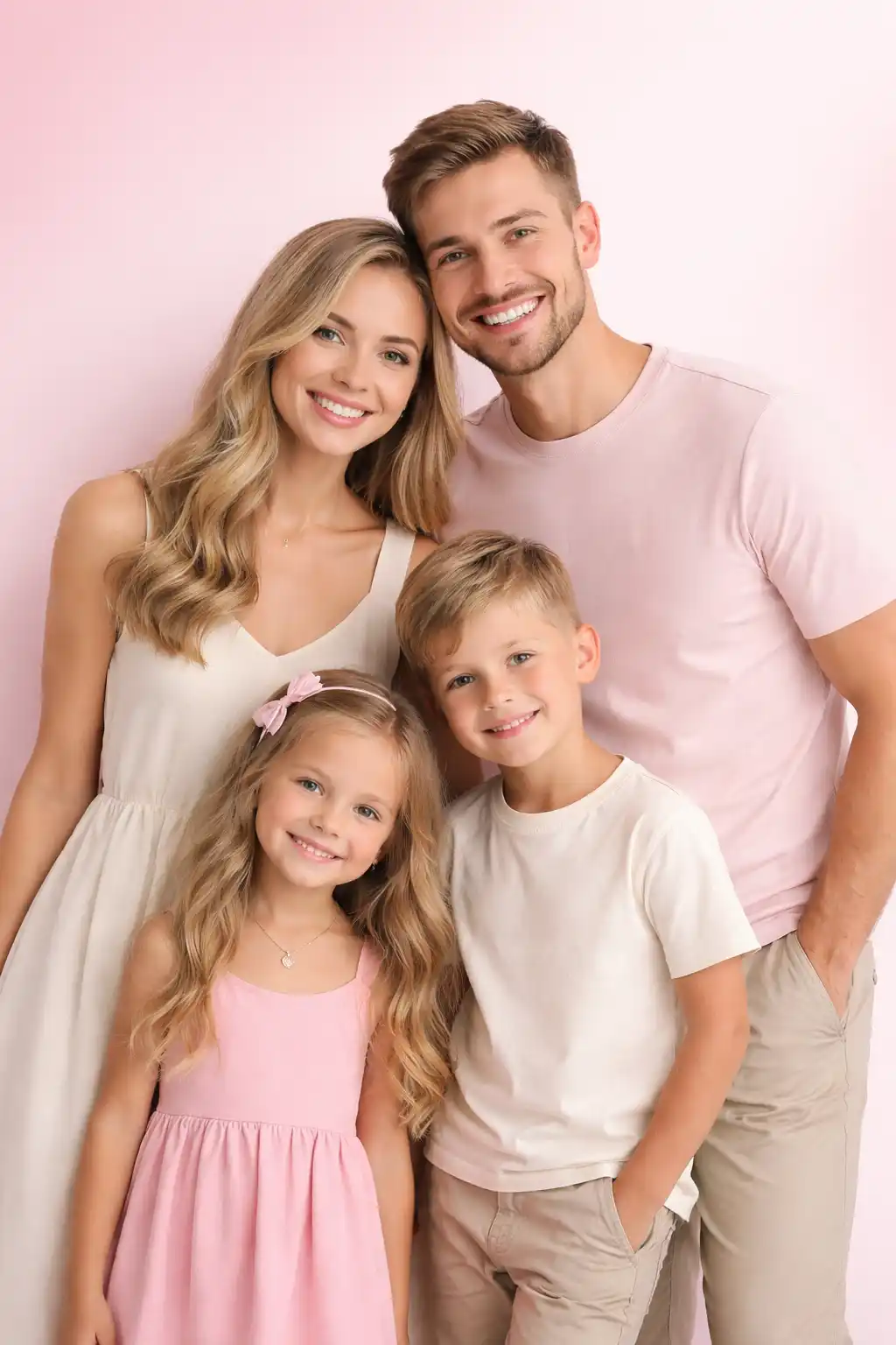 Famille en tenues assorties