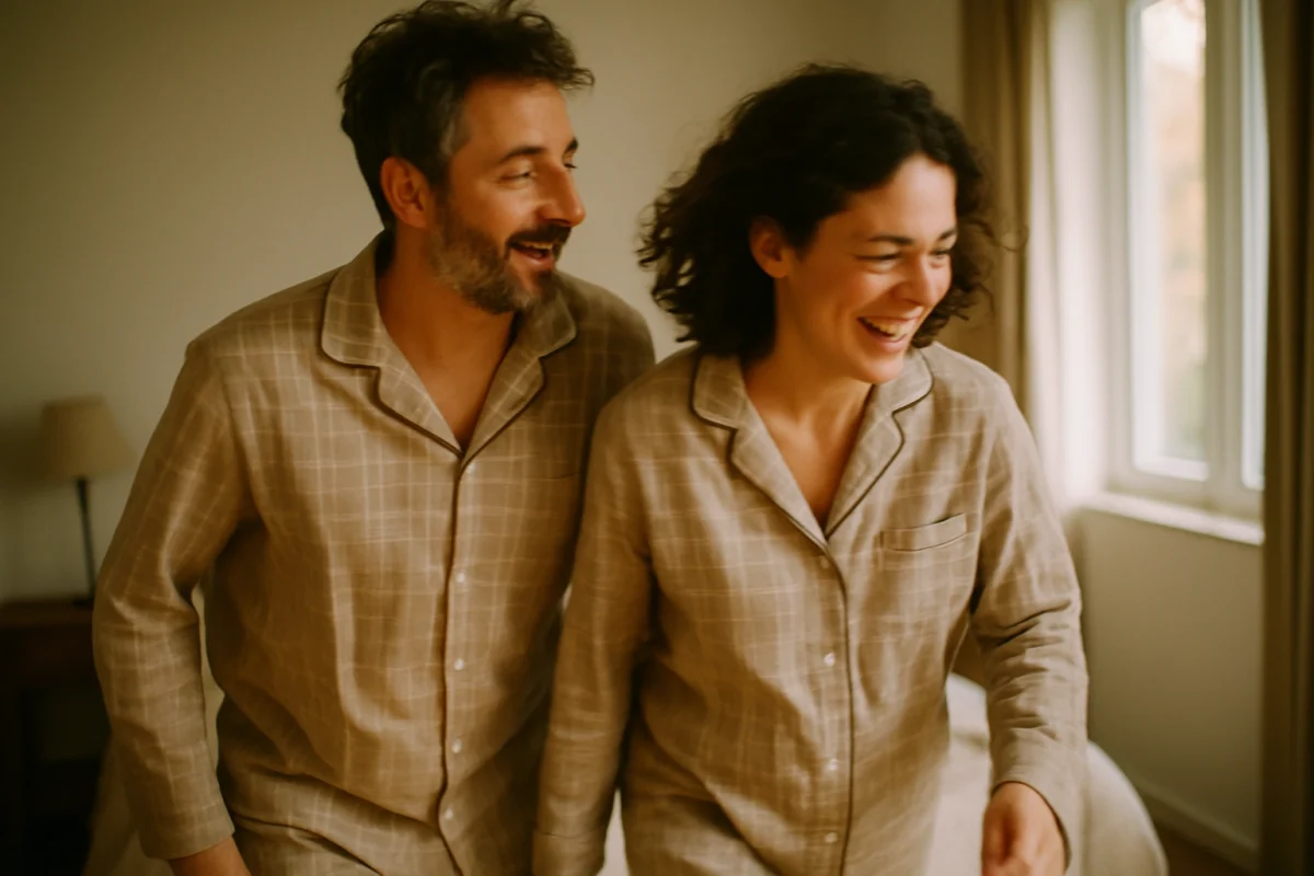 Pyjamas assortis pour couple, un duo amoureux confortable et stylé