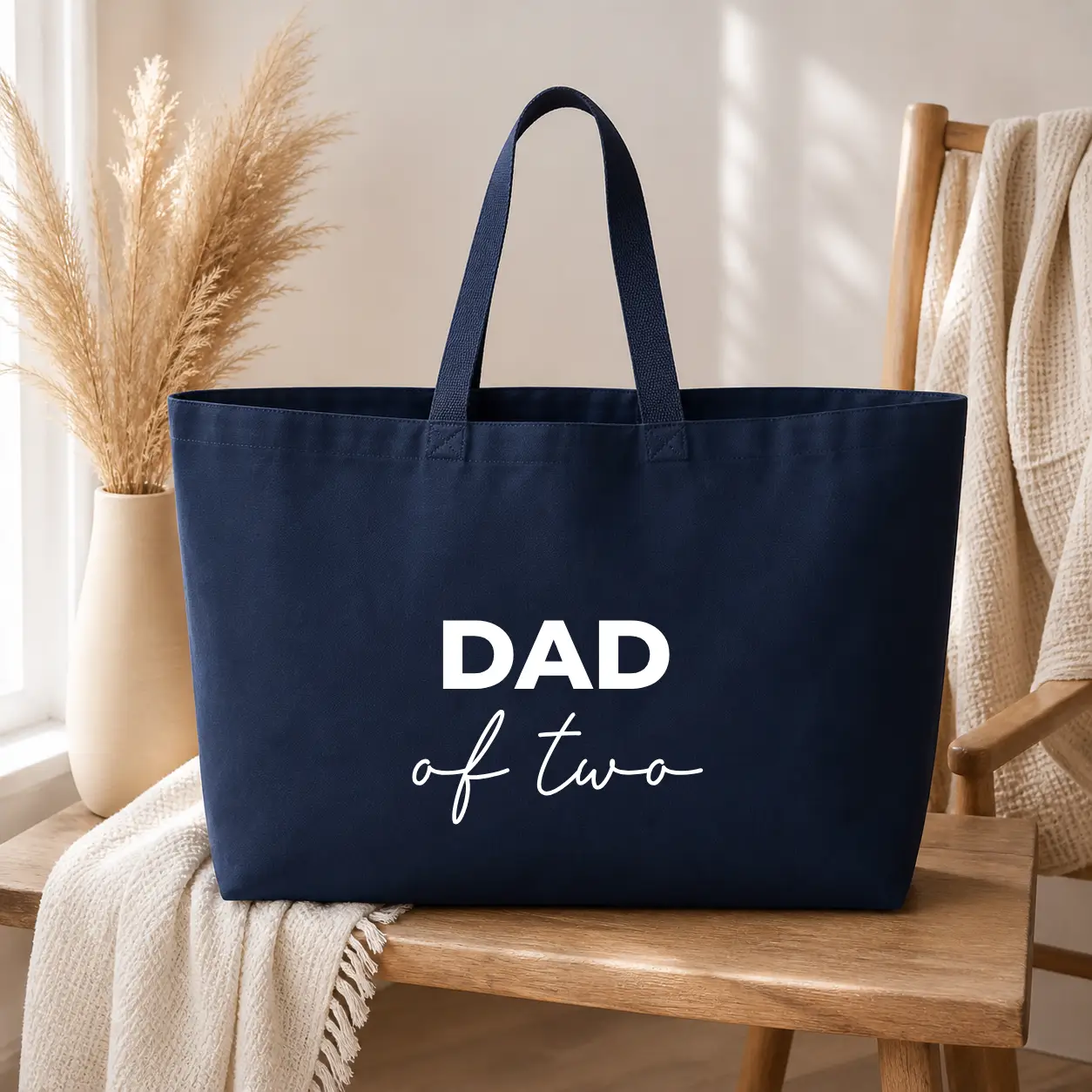 Sac cabas Personnalisé – Dad of - sac marine texte blanc - Assortis Moi