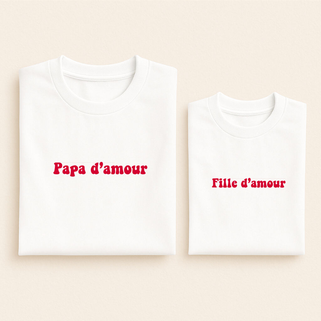 t shirt assorti amour rouge papa fille blanc 05