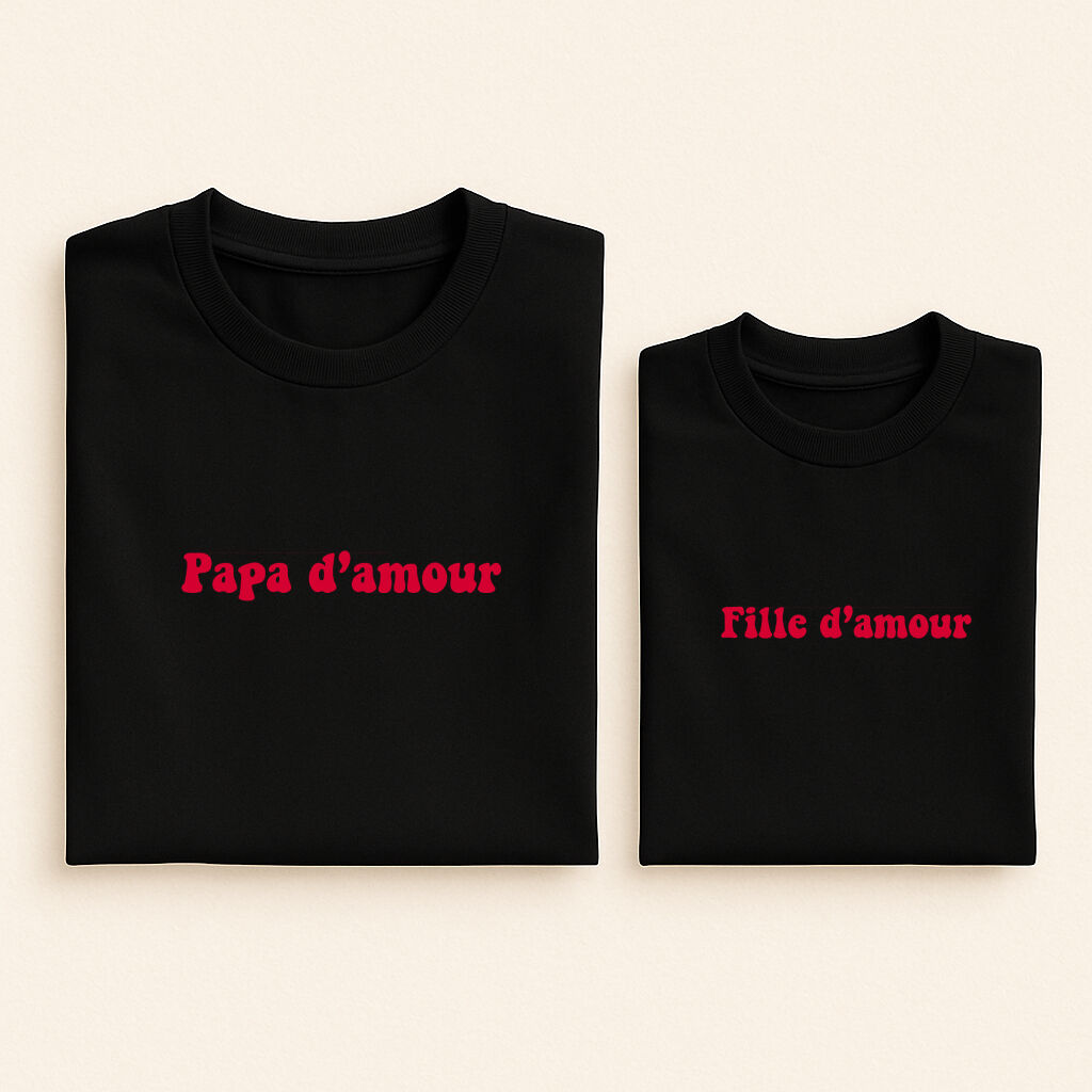 t shirt assorti amour rouge papa fille noir 04