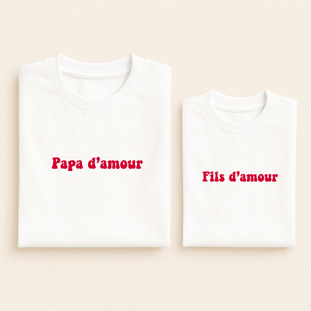 t shirt assorti amour rouge papa fils blanc 06