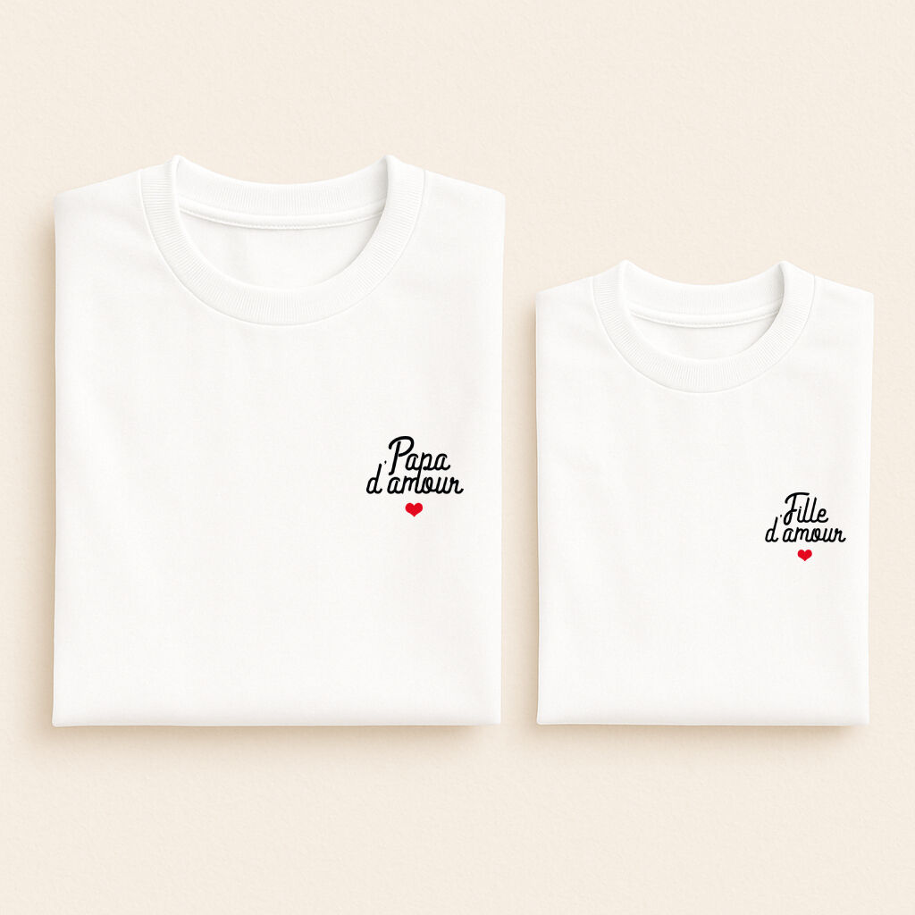 t shirt assorti amour script papa fille blanc 02
