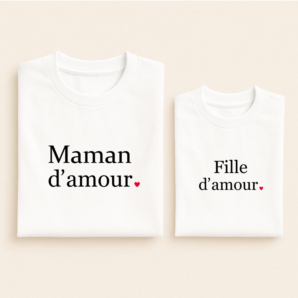 t shirt assorti amour serif maman fille blanc 01