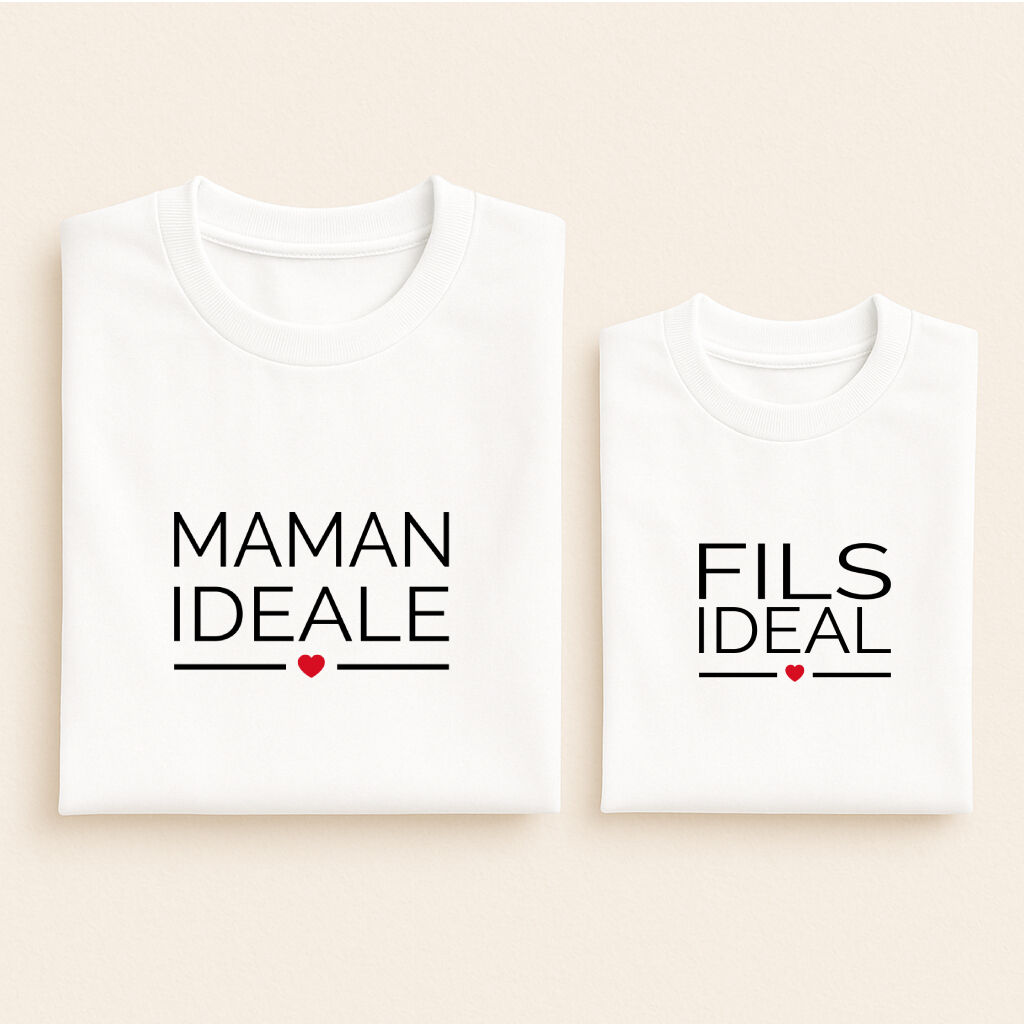 t shirt assorti ideal maman fils blanc 01