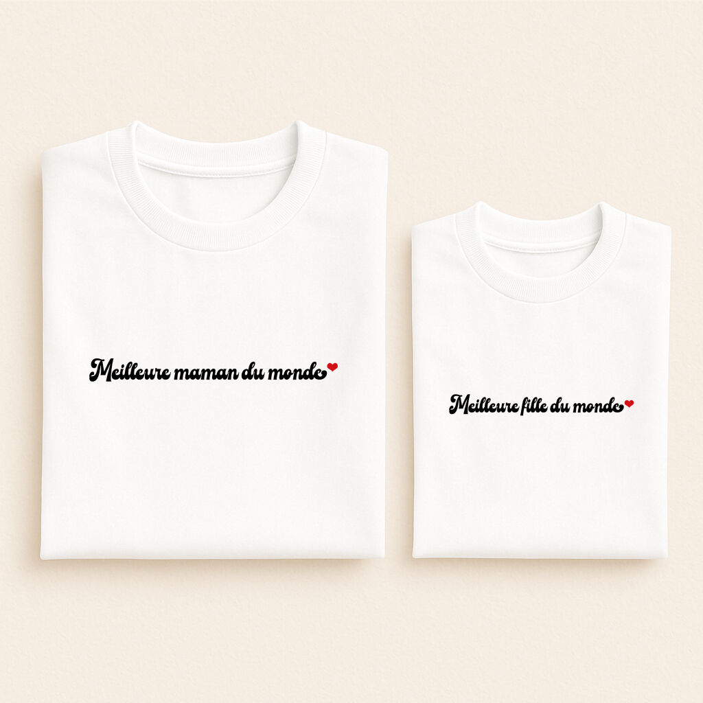 t shirt assorti meilleur du monde maman fille blanc 01