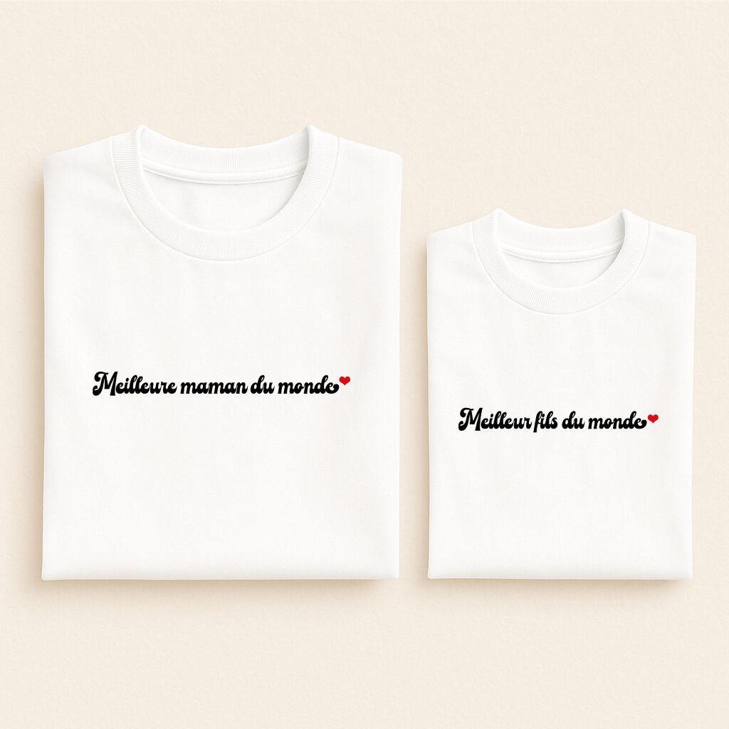t shirt assorti meilleur du monde maman fils blanc 08