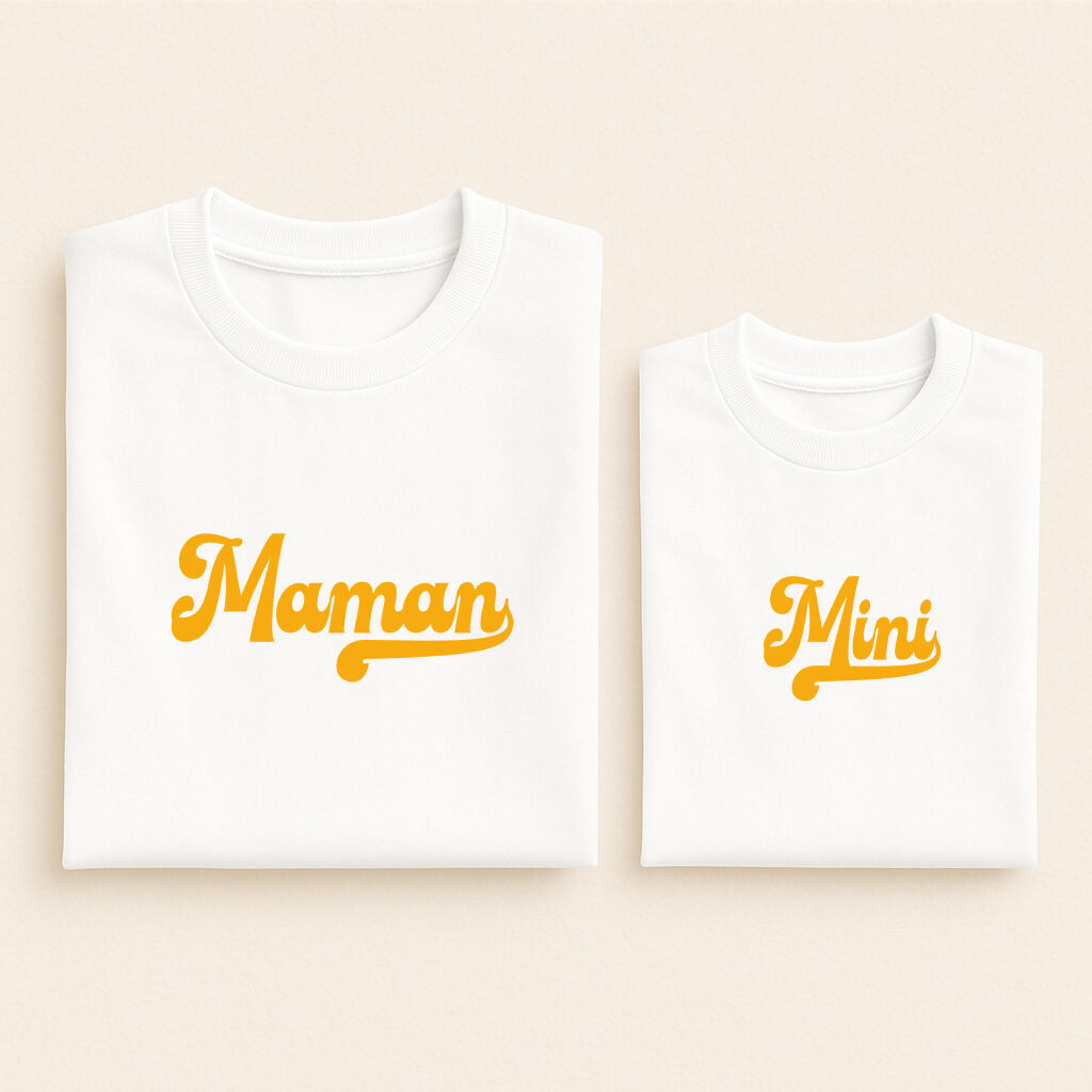 t shirt assorti mini retro maman mini blanc or 16