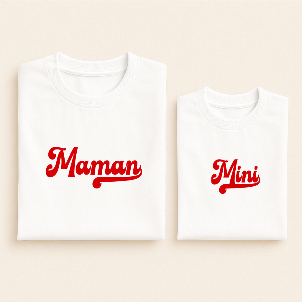 t shirt assorti mini retro maman mini blanc rouge 01