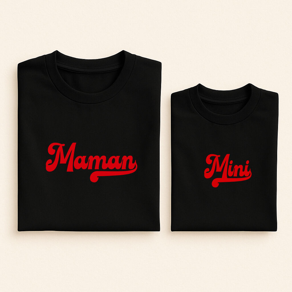 t shirt assorti mini retro maman mini noir rouge 18