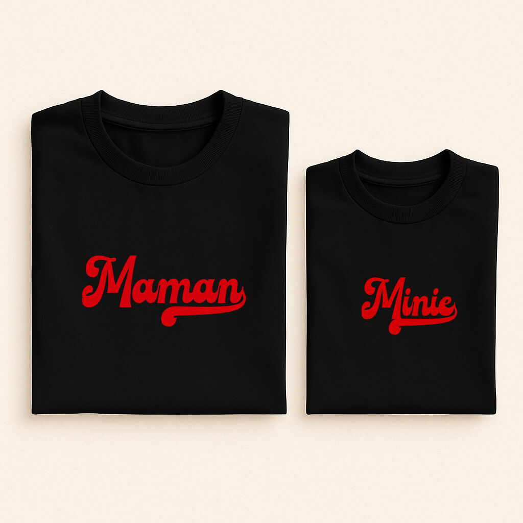 t shirt assorti mini retro maman minie noir rouge 19
