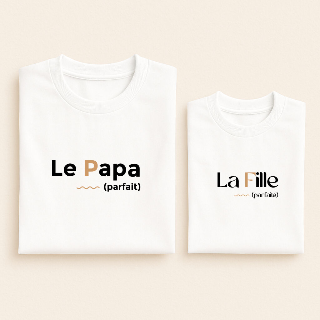 t shirt assorti parfait papa fille blanc 04