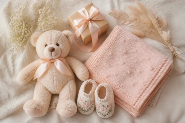 Cadeau de naissance pour une fille : doudou, coffret et bijou - Assortis Moi