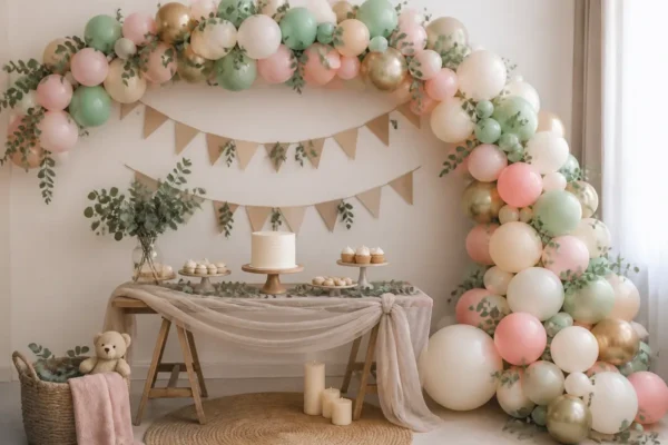 Décoration de baby shower : ballons, guirlandes et sweet table - Assortis Moi