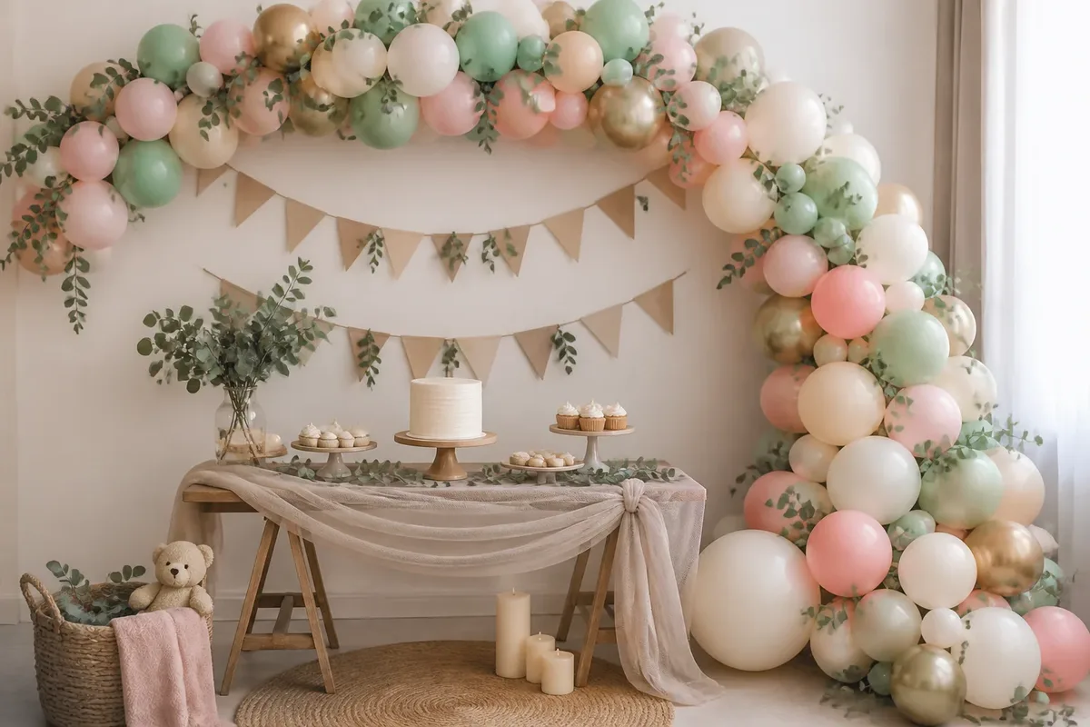 Décoration de baby shower : ballons, guirlandes et sweet table - Assortis Moi