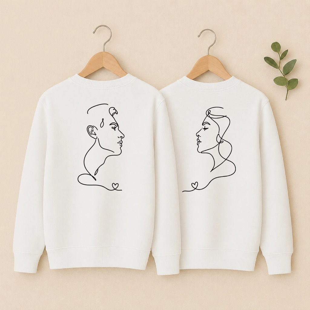 Sweat Couple - Art duo blanc dos