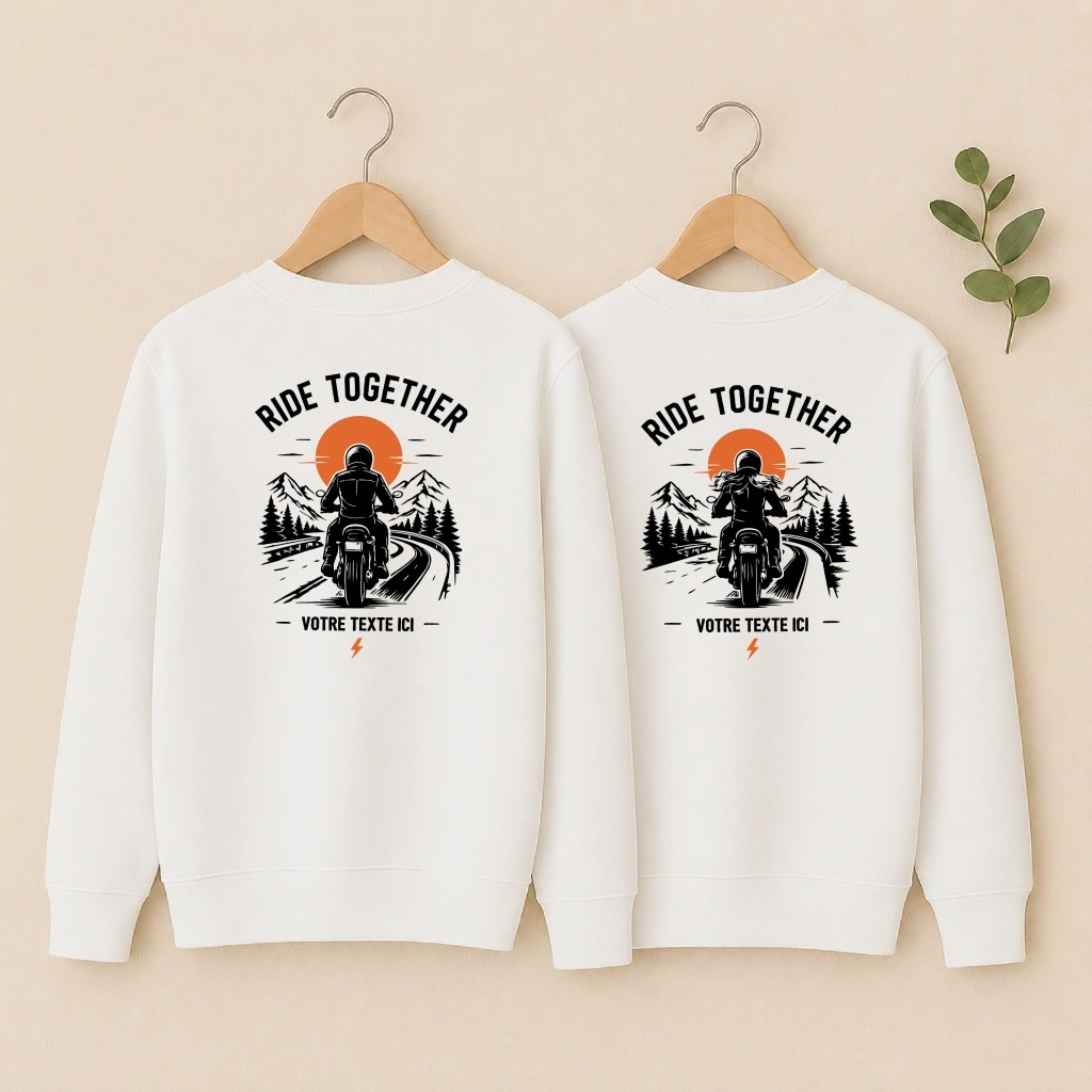 Duo sweats Biker blanc dos