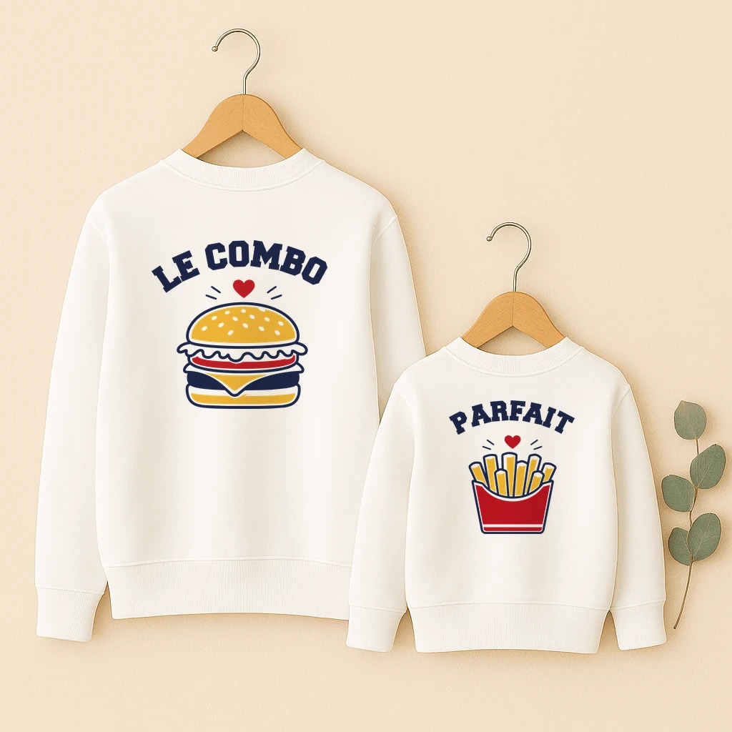 Sweats famille Burger Frites ensemble dos