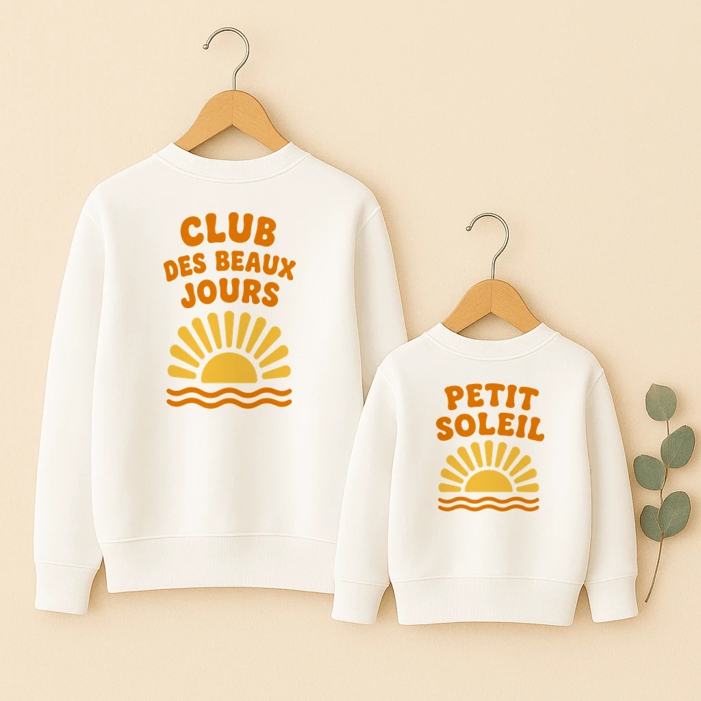 Club des beaux jours sweats famille ensemble dos