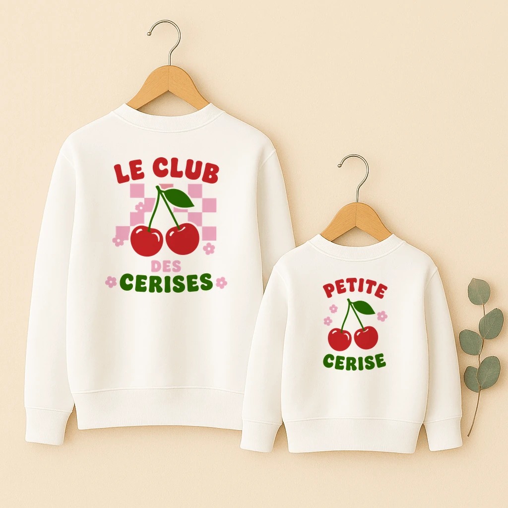 Club des cerises sweats famille ensemble dos