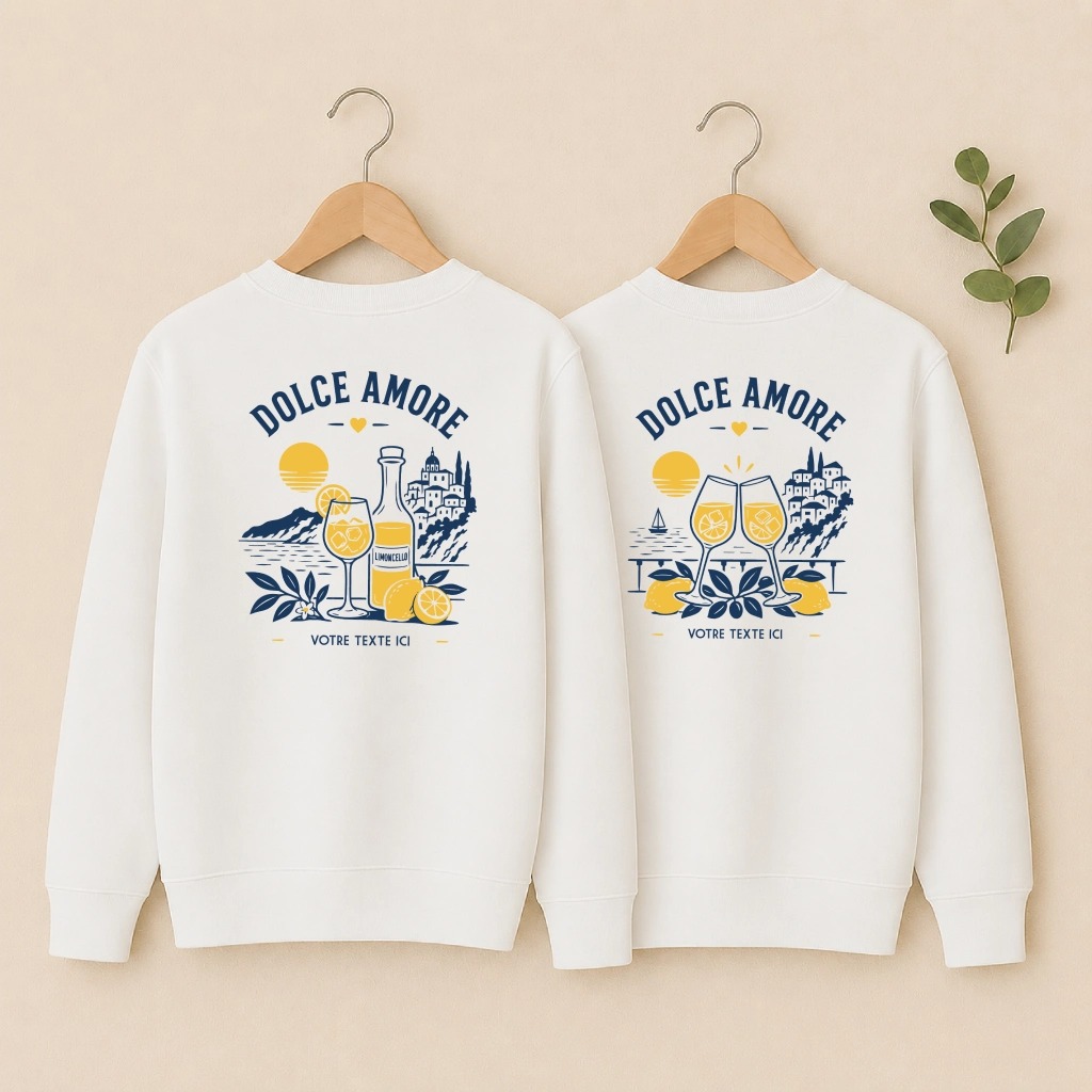 Sweat Couple Personnalisé - Dolce Amore Limoncello duo dos