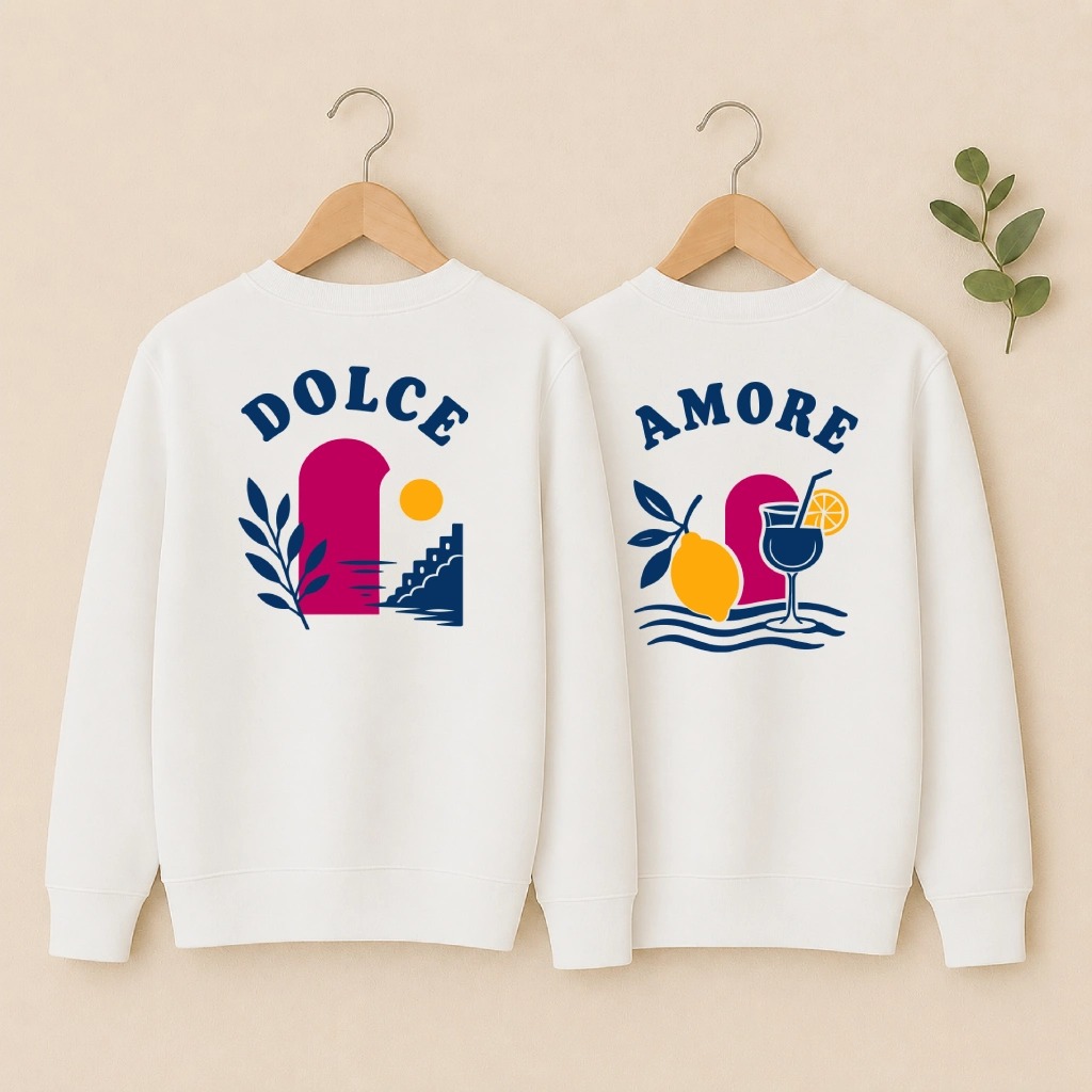 Duo sweats Dolce Vita blanc motif dos