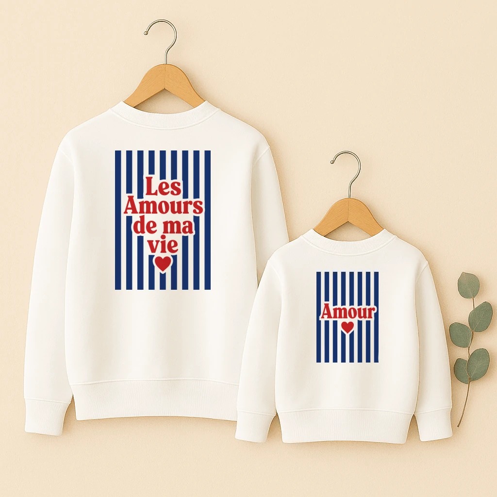 Les Amours de ma vie - Marinière sweats famille ensemble dos